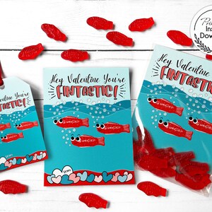 PRINTABLE Valentine Card, Swedish Fish Valentine Card, Printable Classroom Valentine Card, School Valentines Favor Tag, Treat Bag Insert