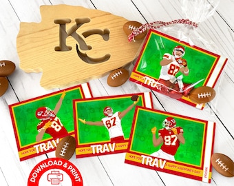 TRAVIS KELCE Valentine Cards, PRINTABLE Instant Download Kids Valentine Card, Kansas City Chiefs Valentine, Boy Sports Football Valentine