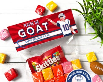 PRINTABLE Maye Patriots Valentine Instant Download, You're the Goat Valentine, Easy Kids Valentine, Sports Football Patriots Maye Valentine