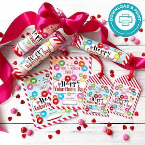 Carte de Saint-Valentin IMPRIMABLE, Carte de Saint-Valentin M&M, Carte de Saint-Valentin en classe imprimable, Étiquette de faveur de la Saint-Valentin à l’école, Étiquette de friandise Pop Ring Gem