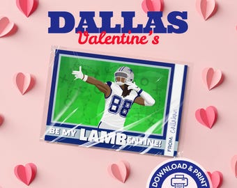PRINTABLE Cowboys Valentine Instant Download, 88 Cee Dee Lamb Valentine, Easy School Valentine, Boys Sports Dallas Football Valentines