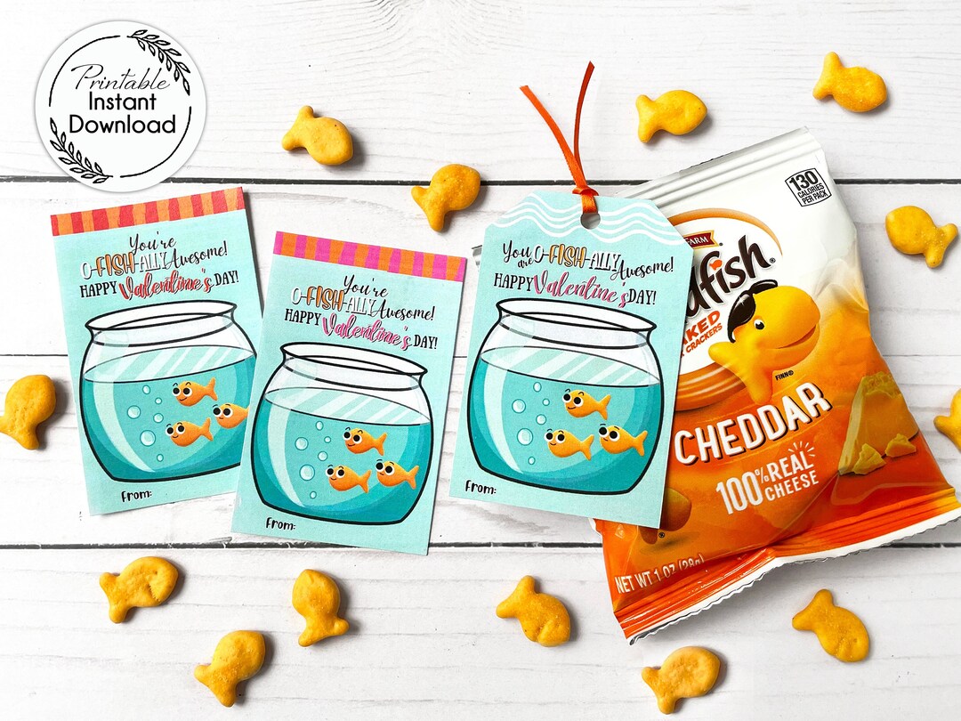 PRINTABLE Valentine Card Goldfish Valentine Card Printable - Etsy
