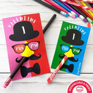 Neus plukken grappige Valentijnskaart, afdrukbare klas Valentijnskaart, potloodhouder Valentijn, Pixie Sticks Valentijn, stro Valentijnskaart