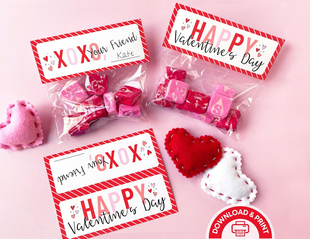 PRINTABLE Valentine Card, Treat Bag Topper Valentine, Printable Kids ...