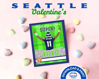 PRINTABLE Seahawks Valentine Instant Download, Go Hawks Super Bowl Valentine, 11 Smith-Njigba School Sports Football Seattle Valentine