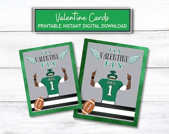 PRINTABLE Eagles Valentine Instant Download, Fly Eagles Fly Valentine, Easy School Valentine, Sports Eagles Football Philadelphia Valentines