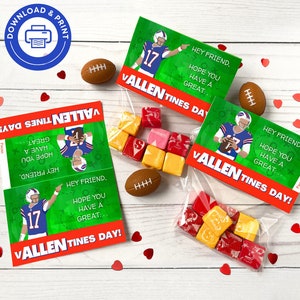 Bills Valentine Treat Bag Topper Karten DRUCKBARE, einfach druckbare Schule Valentine, Buffalo Allen Valentine, Sport Fußball Valentine Card