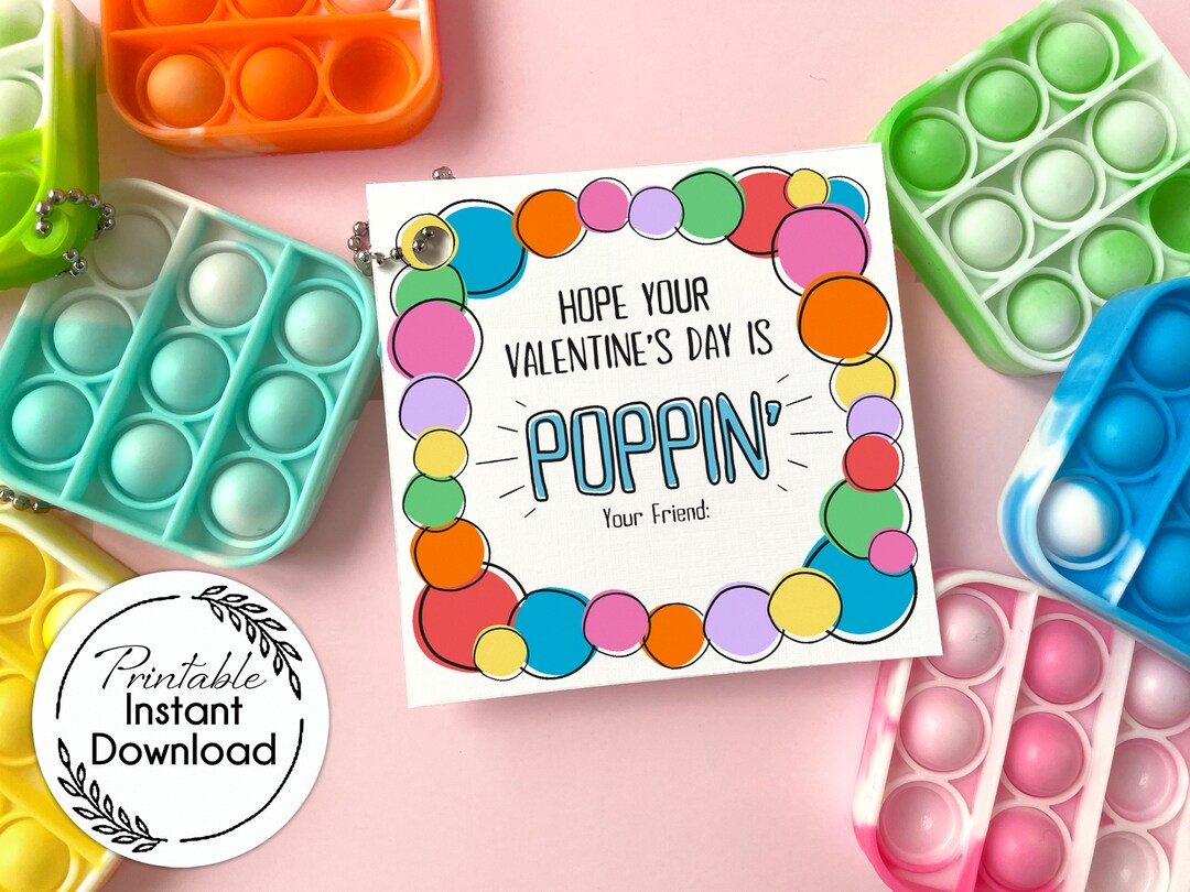 Colorful Poppin Valentines, PRINTABLE Instant Download Pop Its
