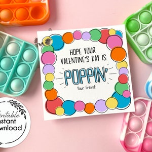 Poppin Valentines coloré, IMPRIMABLE Téléchargement instantané Pop its Valentine, Easy Kids Valentine Treat Card, Generic Fun Valentine Cards