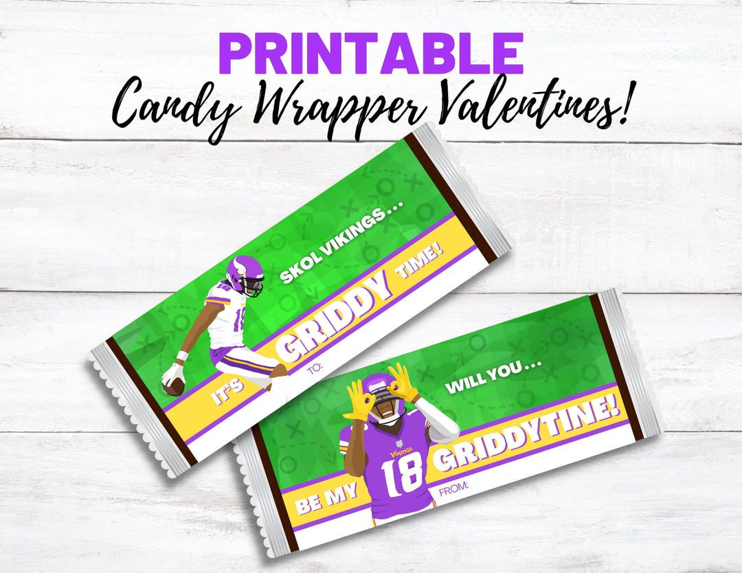 PRINTABLE Minnesota Valentine Candy Bar Wrapper, Viking Justin ...