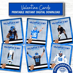 Lions Valentines, PRINTABLE Instant Download Football Valentine, Easy Kids Valentines Card, St. Brown Detriot Valentine, Sports Valentines