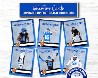 Lions Valentines, PRINTABLE Instant Download Football Valentine, Easy Kids Valentines Card, St. Brown Detriot Valentine, Sports Valentines