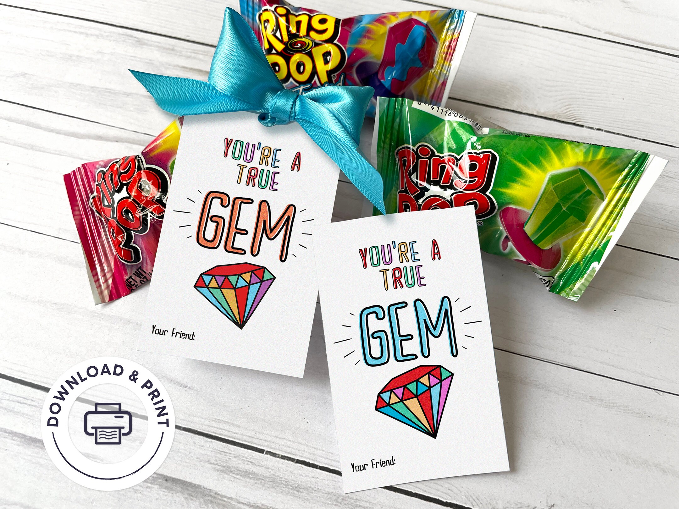PRINTABLE Party Favor Tag, Ring Pop Party Favor Thank You Card, Easy ...