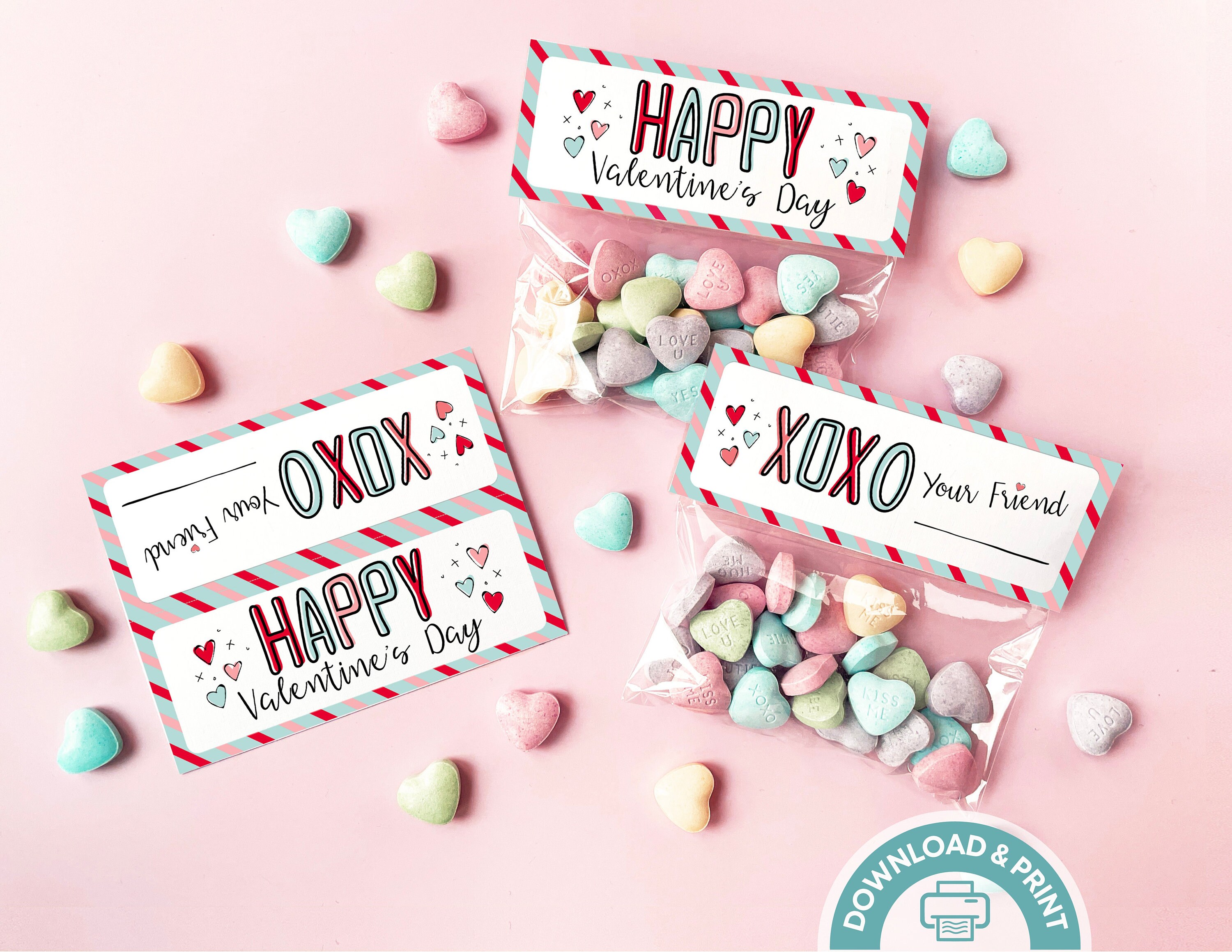 PRINTABLE Valentine Card, Treat Bag Topper Valentine, Printable Kids ...