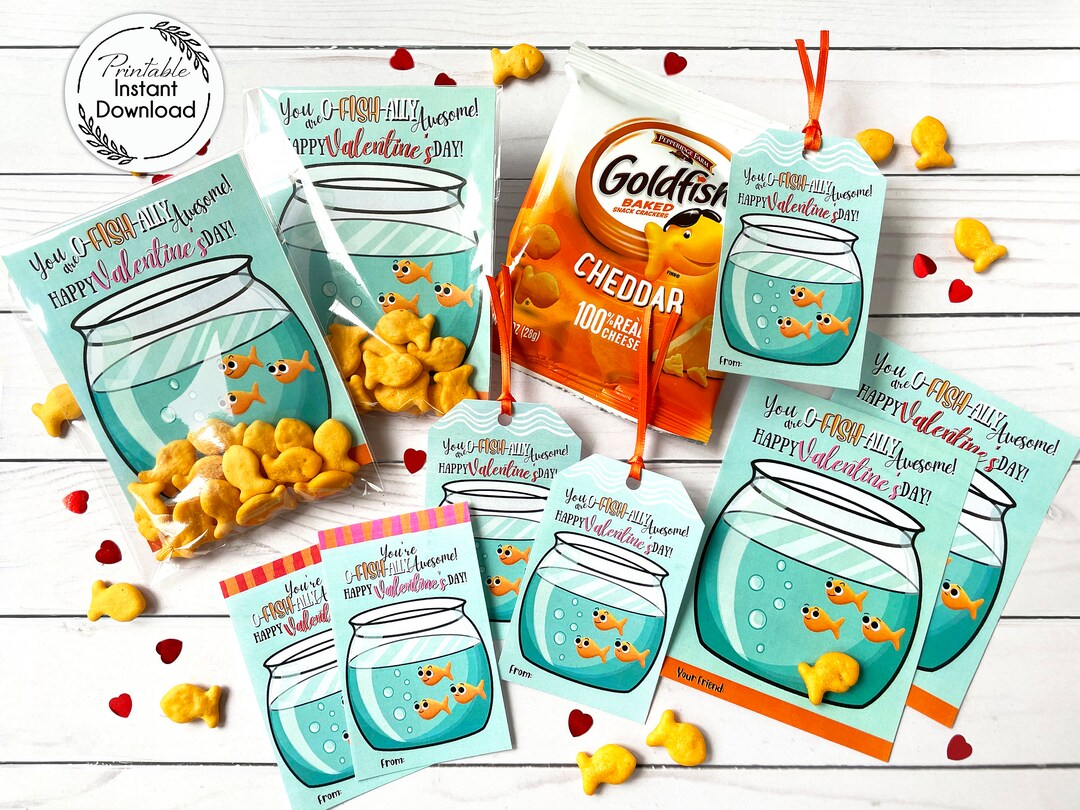 PRINTABLE Valentine Card Goldfish Valentine Card Printable - Etsy