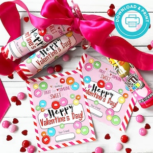 Carte de Saint-Valentin IMPRIMABLE, carte de la Saint-Valentin M&M, carte de la Saint-Valentin imprimable pour la classe, étiquette de faveur de la Saint-Valentin d'école, étiquette de régal pop bague gemme
