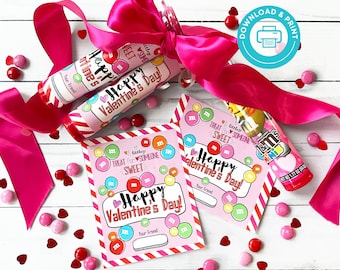 PRINTABLE Valentine Card, M&M Valentine Card, Printable Classroom Valentine Card, School Valentines Favor Tag, Gem Ring Pop Treat Tag