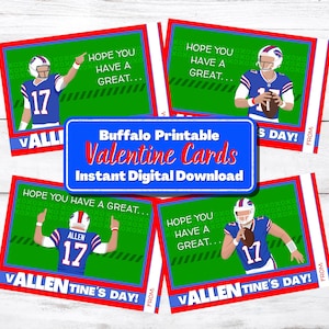 Rechnungen Valentine Cards, Valentinstag Karten DRUCKBARE Sofort Download, einfach Kinder Valentine Card, Schule Buffalo Allen Football Boy Valentine