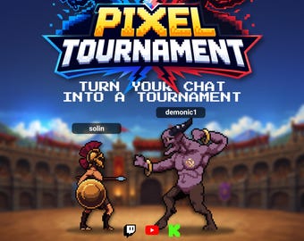 Pixel Tournament Stream Widget – Twitch Predictions, Interactive Chat Battle Game, Custom Arenas & Gameplay Overlay for OBS