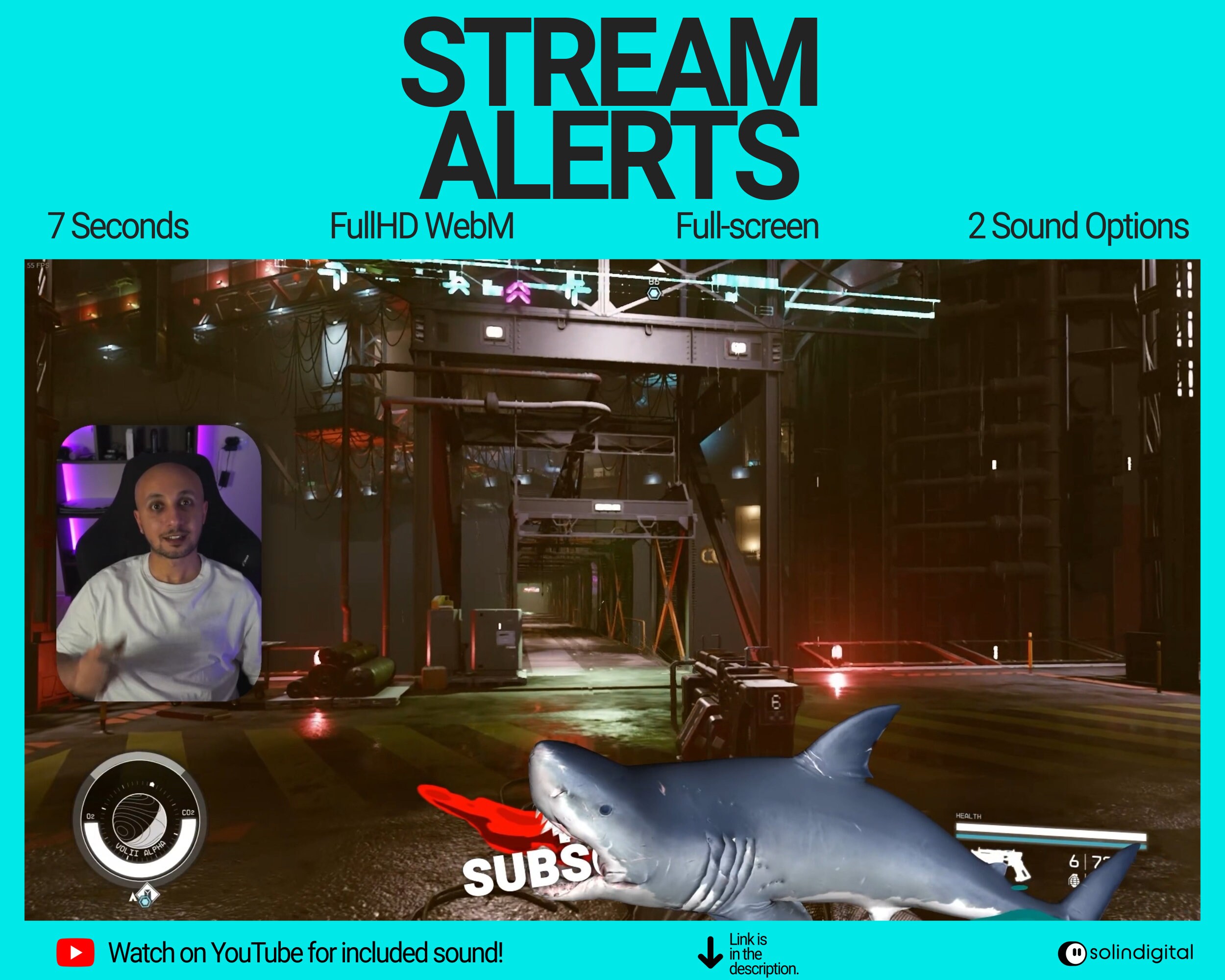 Shark Attack Stream Alerts, Jaws Overlays for Twitch Youtube, Kick and ...
