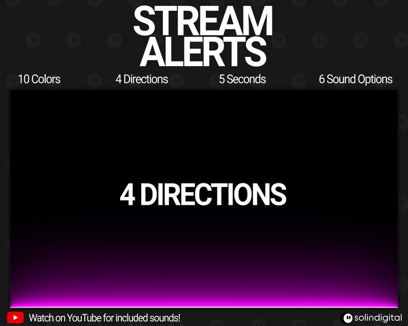 Stream Alert Visuals Neon Minimal Fullscreen Alerts, 10 Colors With 6 Sounds, Animated Light ...