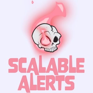 Burning Skull Scalable Alerts for Twitch, Animated Skeleton Halloween Cute Spooky Overlay Sound Assets for Streamers & VTubers