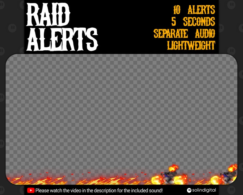 Skeleton Biker Raid Alerts for Twitch, Animated Fire Skull Hell Rider ...