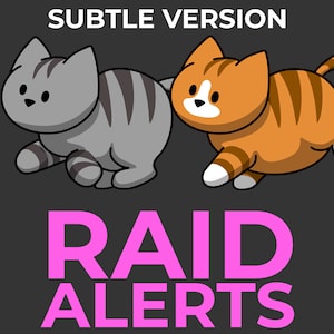 Subtle Cats Raid Alerts for Twitch Streamers, Chibi Cute Kawaii Funny Kittens Animated Stream Overlay for Twitch, YouTube, Facebook and Kick