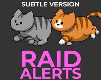 Subtle Cats Raid Alerts for Twitch Streamers, Chibi Cute Kawaii Funny Kittens Animated Stream Overlay for Twitch, YouTube, Facebook and Kick