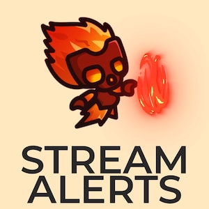 Fire Elemental Animated Alerts for Twitch Streams, Funny Chibi Alert Overlay, Follower Subscriber Cheer Host Raid Donation, Burning Archer