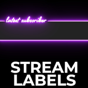 Animated Neon Stream Labels, Twitch Labels, Latest Follower Subscriber Tip Cheer, Top Gifter Donation Cheer, Twitch Overlays for Streamers