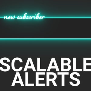 Animated Alerts for Twitch Streams, Cyberpunk Cute Neon Alert, Follower Subscriber Cheer Gift Raid Donation, Cyan Twitch Overlay