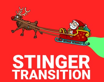 Christmas Stinger Transition for Twitch Streams, New Year Santa Claus Rudolf Holiday Animated Overlay with Sound, YouTube Facebook Kick