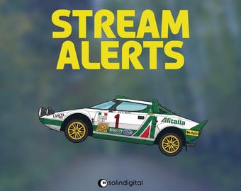 Rally Car Stream Alerts | Classic 70s Retro WRC Race Car Animation | Racing Twitch Alerts | OBS Streamlabs Overlay | Streamer & VTuber Asset