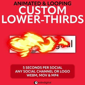 Fire Custom Social Media Lower Thirds for Twitch, YouTube, Tiktok, Kick, Facebook Streams and Videos, Rotating Socials Widget