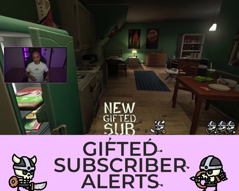 Tiny Skeleton Gifted Sub Alerts for Twitch Streams, Cute Kawaii Chibi ...