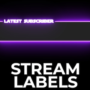 Animated Purple Saber Stream Labels, Twitch Labels, Latest Follower Subscriber Tip Cheer Member, Top Gifter Donation Cheer, Light Overlay