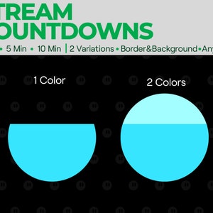 Puede incluir: Dos variaciones de un gr&aacute;fico de cuenta atr&aacute;s. El primer gr&aacute;fico es un semic&iacute;rculo relleno con un color azul claro. El segundo gr&aacute;fico es un c&iacute;rculo completo con una mitad superior azul claro y una mitad inferior azul oscuro. El texto "1 Color" est&aacute; encima del primer gr&aacute;fico y el texto "2 Colores" est&aacute; encima del segundo gr&aacute;fico.