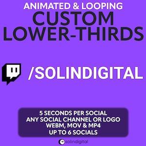 Minimal Custom Social Media Lower Thirds for Twitch, YouTube, Tiktok, Kick, Facebook Streams and Videos, Cute Rotating Logo Socials Widget