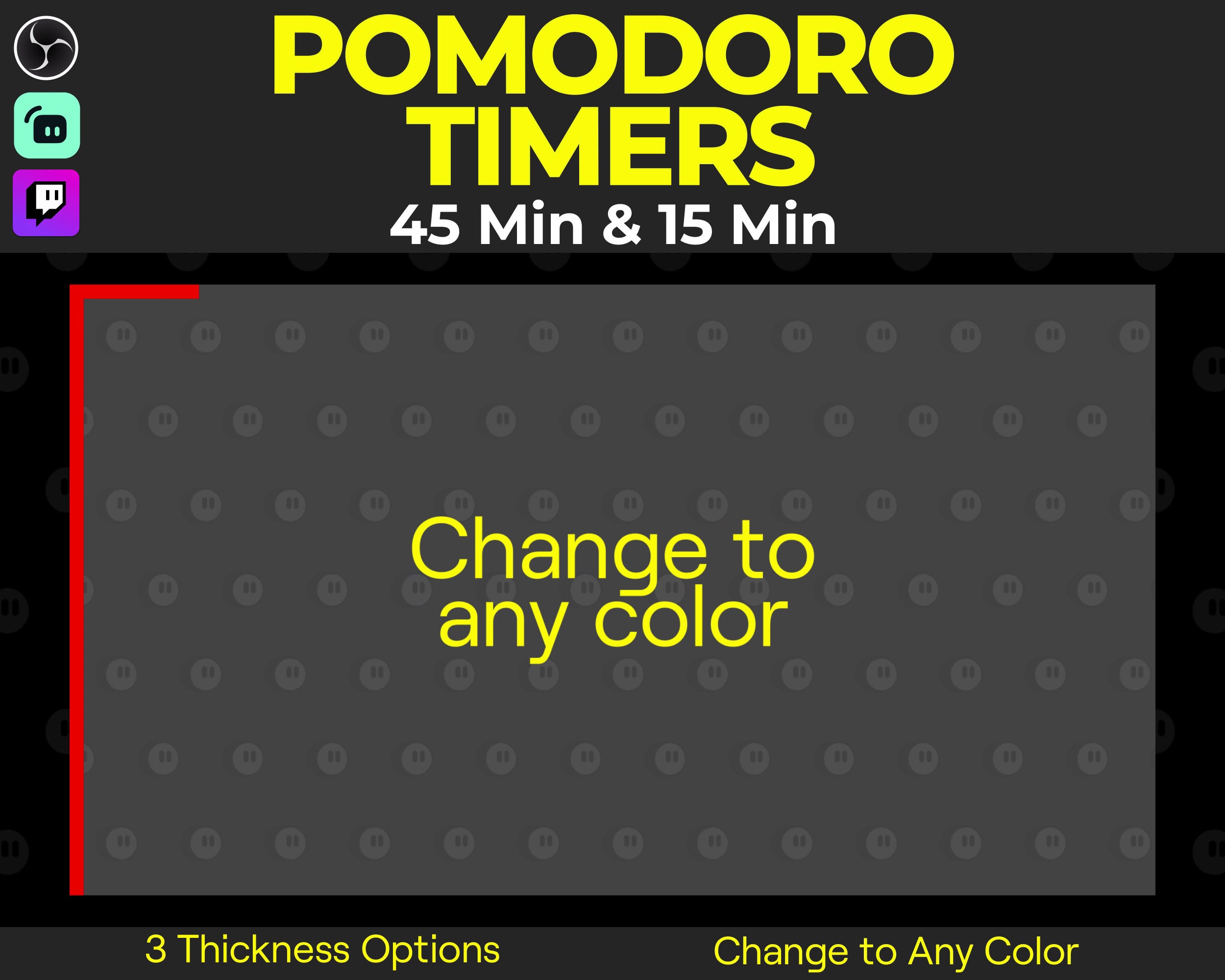 Pomodoro Rimer Color Pomodoro Timers for Stream, Loading Border, 45 Minutes Work or Study ...