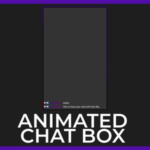Twitch Animated Chat Box, Scalable, Mix and Match Stream Overlays for OBS, Semi-Transparent, Purple