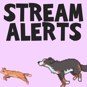 Dog Chase Stream Alerts for Twitch, Animated Cute Pixel Cat Puppy Overlay Asset, Follower Sub Cheer Raid Donation for Streamers & VTubers