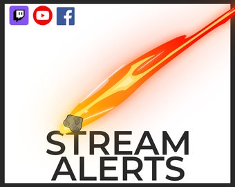 Animated Alerts for Twitch Streams, Meteor Fall Impact and Fire Alert Overlay, Follower Subscriber Cheer Host Raid Donation Member Superchat