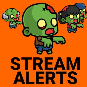 Chibi Zombies Full-screen Alerts for Twitch Streams, Cute Spooky Halloween Cartoon Animated Overlays, YouTube Facebook Kick