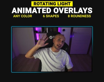 Rotating Light Animated Overlays, Camera Layout for Streaming, Easy to Implement, Any Color, Webcam Frames for Twitch Streamers