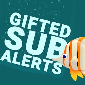 水中魚ギフトサブスクライバーアラート、Twitchストリーム、海水波アラートオーバーレイ、ギフトサブスクライバー、コミュニティギフトアニメーションアラート