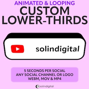 Custom Social Media Lower Thirds for Twitch, YouTube, Tiktok, Kick, Facebook Streams and Videos, Rotating Socials Widget, Transparent BG