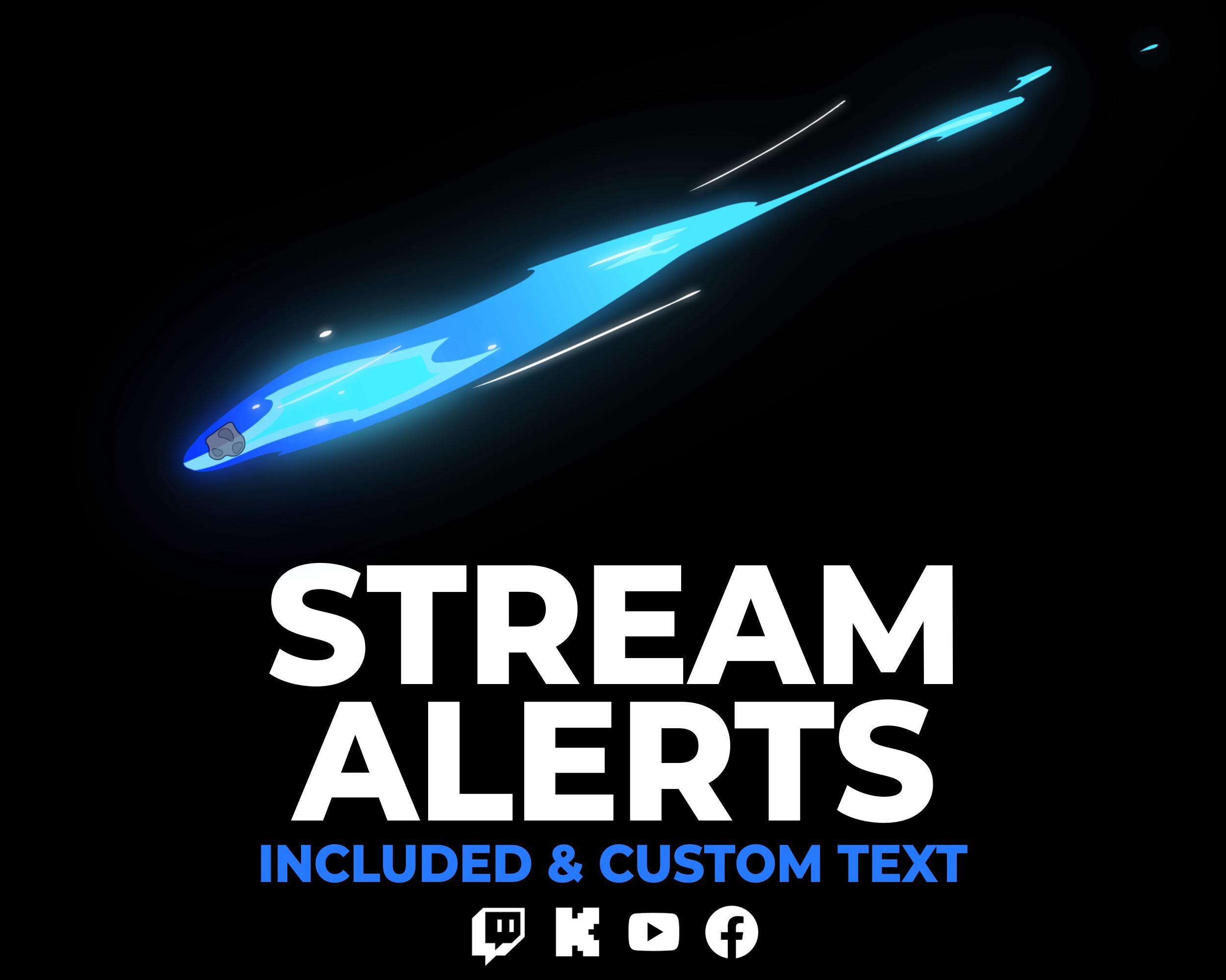 Meteor Stream Alerts, Comet Fall Impact Fire Overlay Sound Assets with Custom Text for Twitch, YouTube, Facebook, Kick Streamers & VTubers