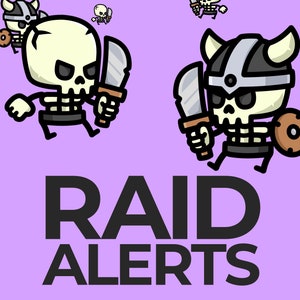 Tiny Skeletons Raid Alerts for Twitch Streamers, Chibi Cute Skull Kawaii Funny Stream Overlay, Animated for Twitch YouTube Facebook & Kick