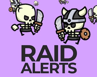 Tiny Skeletons Raid Alerts for Twitch Streamers, Chibi Cute Skull Kawaii Funny Stream Overlay, Animated for Twitch YouTube Facebook & Kick